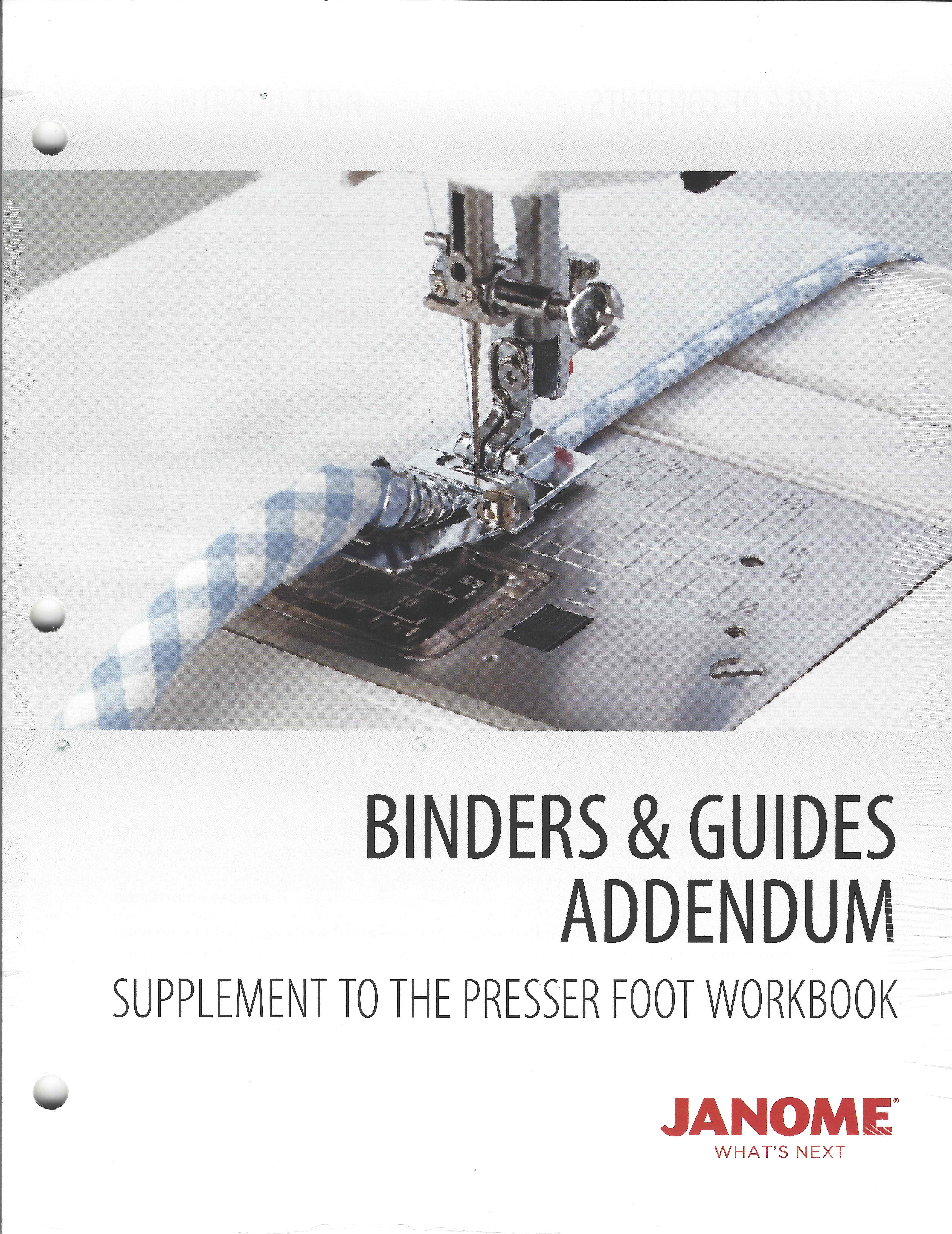 Janome Presser Foot Workbook Binders and Guides Addendum WBACCBINDERS
