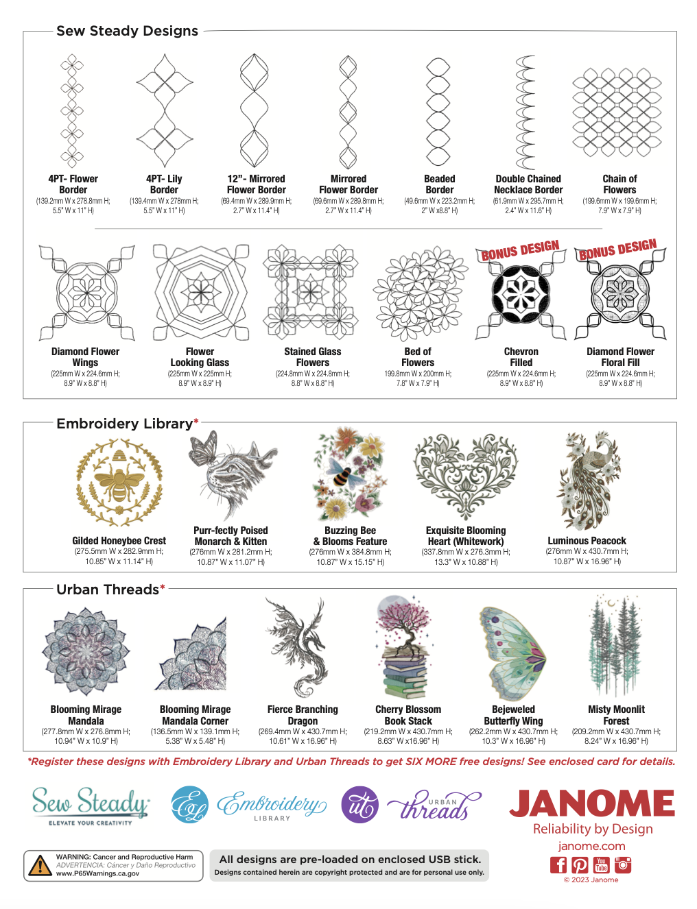 Janome Continental M17 HiDefinition Embroidery & Quilting HDEMBCOLLECTION FREE Shipping over